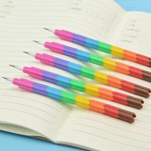 4Pc Stackable Lego Rainbow Pencil